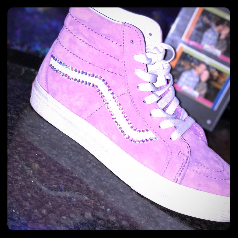 Pink suede high top vans